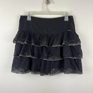 Cop Copine Ruffled Blackgrey Skirt